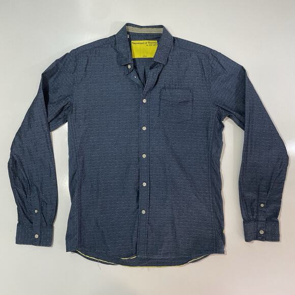 Descendant Of Thieves Dres Ladro Men’s Button Up Shirt Blue Geometric Medium 247 - Picture 1 of 8